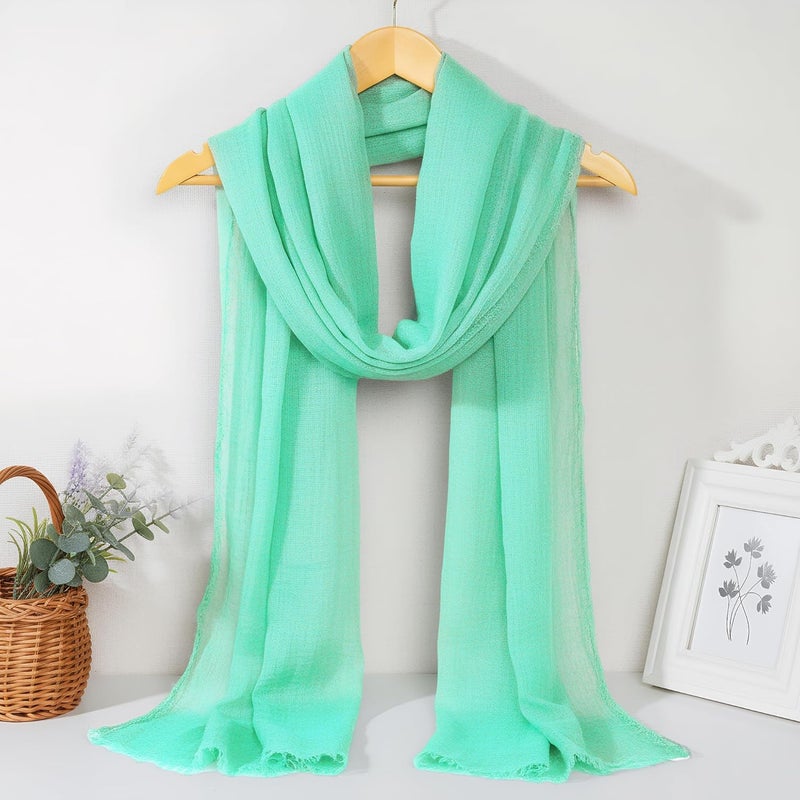Nydotd Women Summer Cotton Linen Scarf Crinkle Long Beach Shawl Wrap hijab with Fringe - Image 4